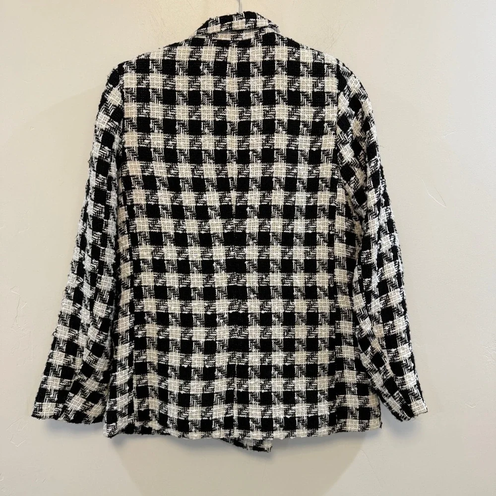 H&M checkered black & white tweed blazer